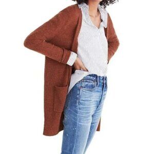 Madewell Kent Cardigan Sweater in Coziest Yarn Merino Wool Brown Size Large